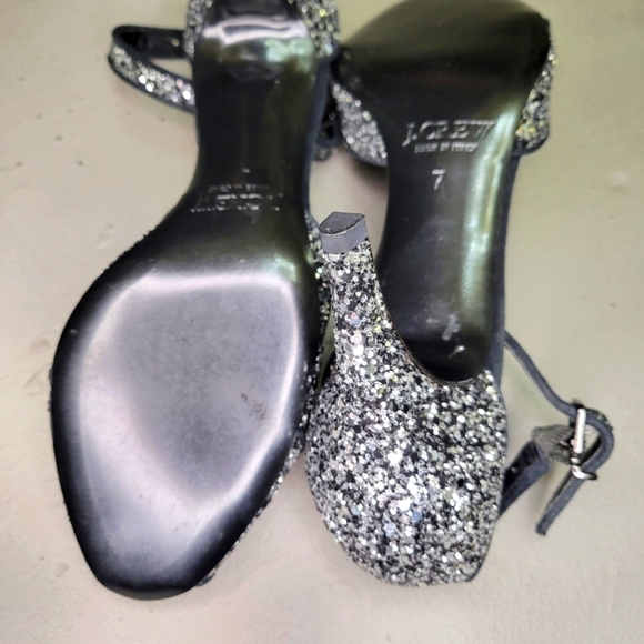 J.Crew Collection Italian Artisan Glitter Peep Toe Heels [NWOT] 🖤🤍 - Picture 11 of 12